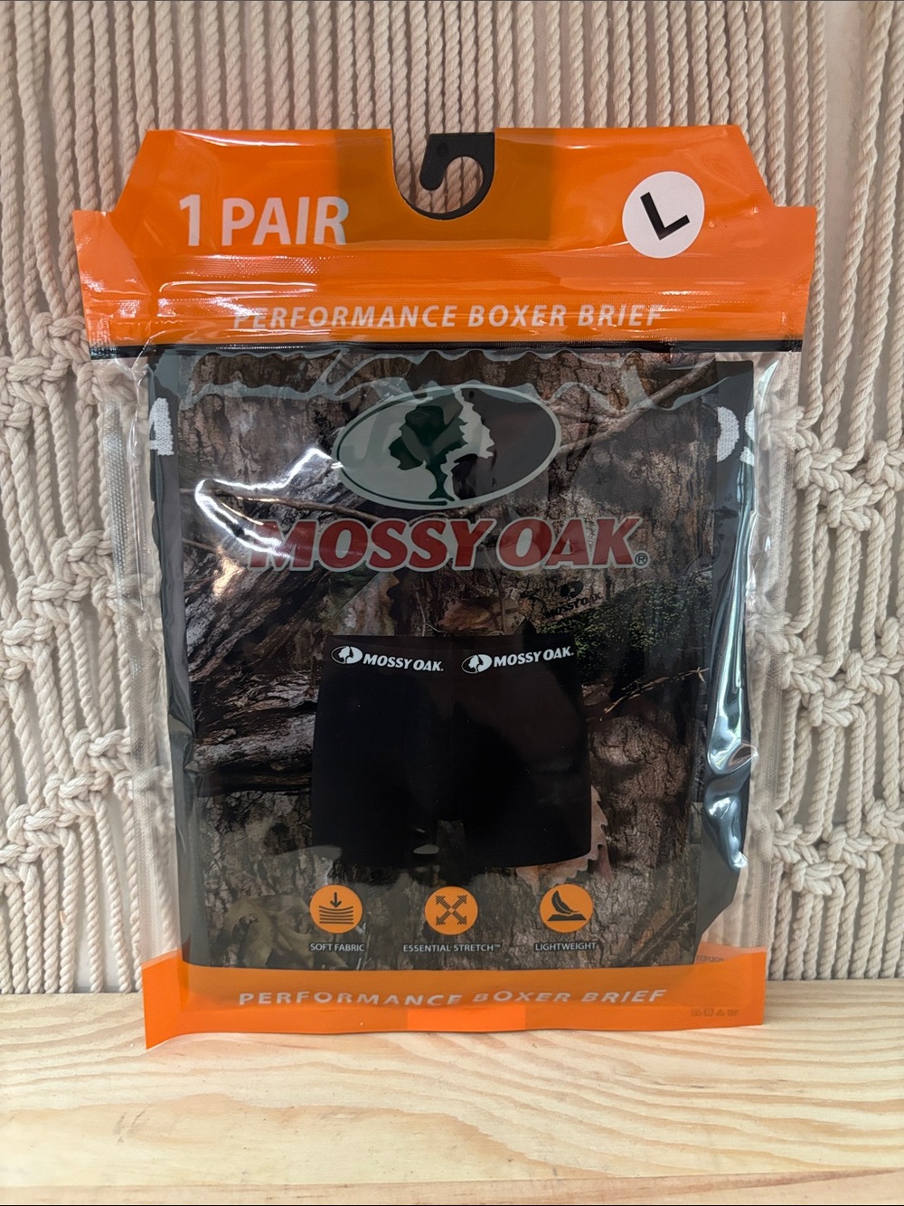 1 Large Pair Mossy Oak Performance Boxer Brief - Black
